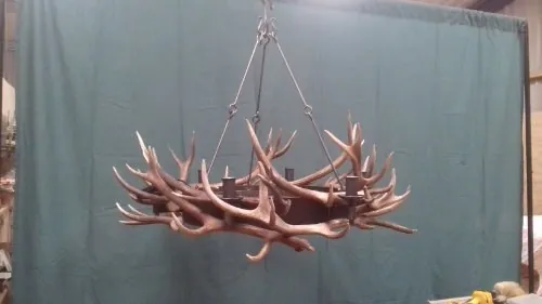 Handcrafted stag-antler chandelier and country lighting — David Thorne, photograph 4
